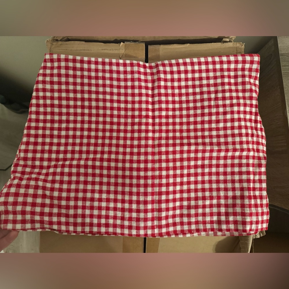 Abercrombie & fitch red gingham linen mini skirt size small - Picture 2 of 2